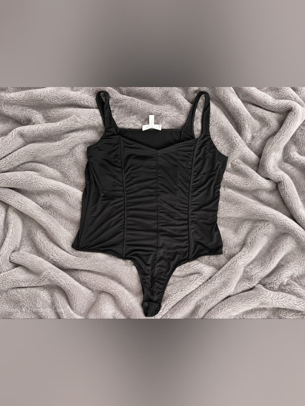 Addition Elle Black Ruched Corset Bodysuit Plus | Size 2X